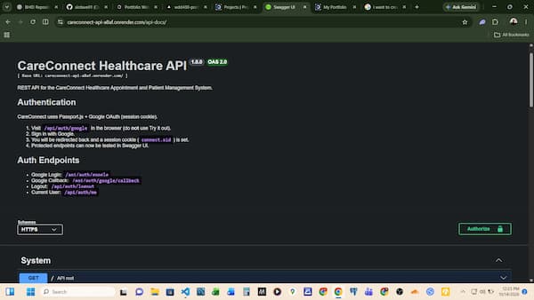 CARECONNECT API screenshot