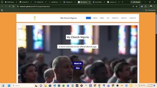 Church website prototype screenshot